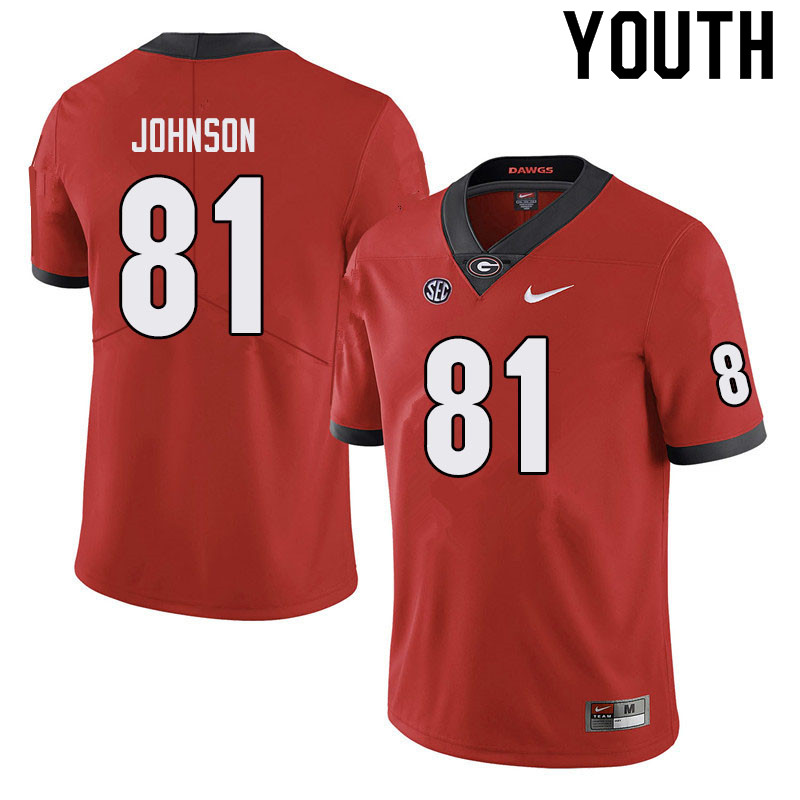 Georgia Bulldogs Youth Jaylen Johnson #81 Black Stitched College UGA Football Jersey 23WH011HZ